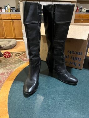 Franco Fortini Women's Black Knee-High Leather Boots 8.5 M